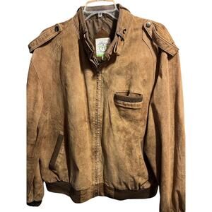 American Weekend Vintage Men’s 44 XL Brown Suede Leather Long Sleeve Zip Jacket